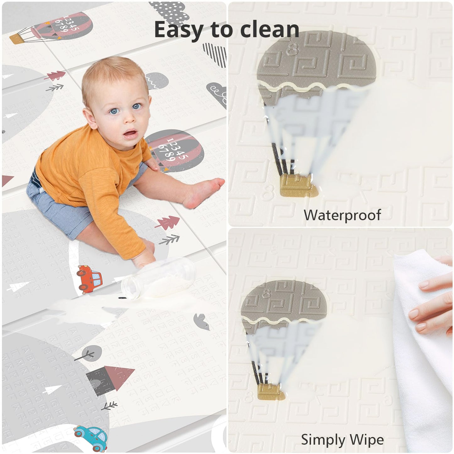 Uanlauo Baby Play Mat, 71 X59 Inches Foldable Play Mat For Floor, Reversible Play Mat For Infants, Toddlers, Kids, Play And Tumm