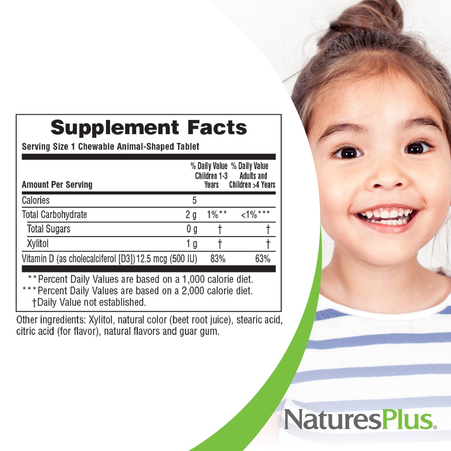 Natures Plus Animal Parade Sugar-Free Children'S Vitamin D3-500 Iu - Black Cherry Flavor - 90 Chewable Animal Shaped Tablets - B