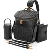 Minsong Diaper Bag Backpack, Fashion Leather Mommy Backpacks, Travel Baby Diaper Bags with in Bag Organizer and Changing Pad (Bl