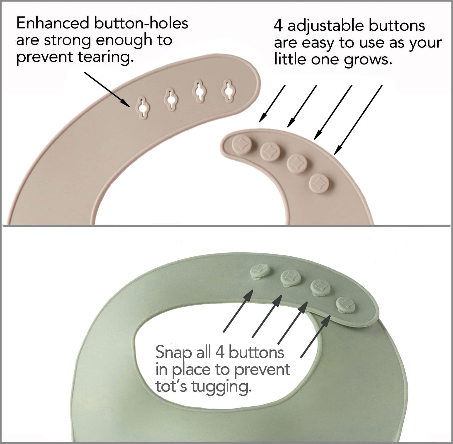 Ymcf Products 2-Pack Waterproof Silicone Baby Bib Lightweight Comfortable Easy-Wipe Clean (Sea Shell/Seafoam Green, Large)