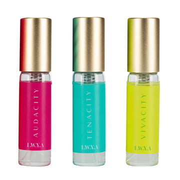 Fragrance Travel Set By Lwya For Women - 3 Pc Mini Gift Set 0.1Oz Audacity Edp Spray, 0.1Oz Tenacity Edp Spray, 0.1Oz Vivacity E