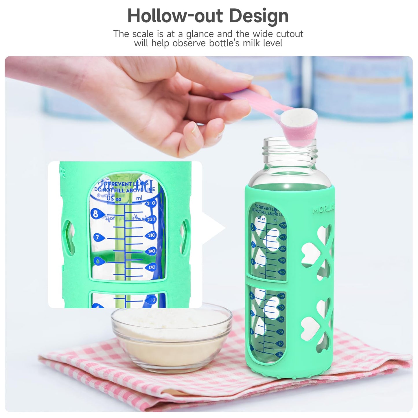 Morlike 4 Pack Silicone Sleeves Fit For 8 Oz/250 Ml Dr. Brown'S Natural Narrow Glass Baby Bottle, 100% Silicone Covers Protect G