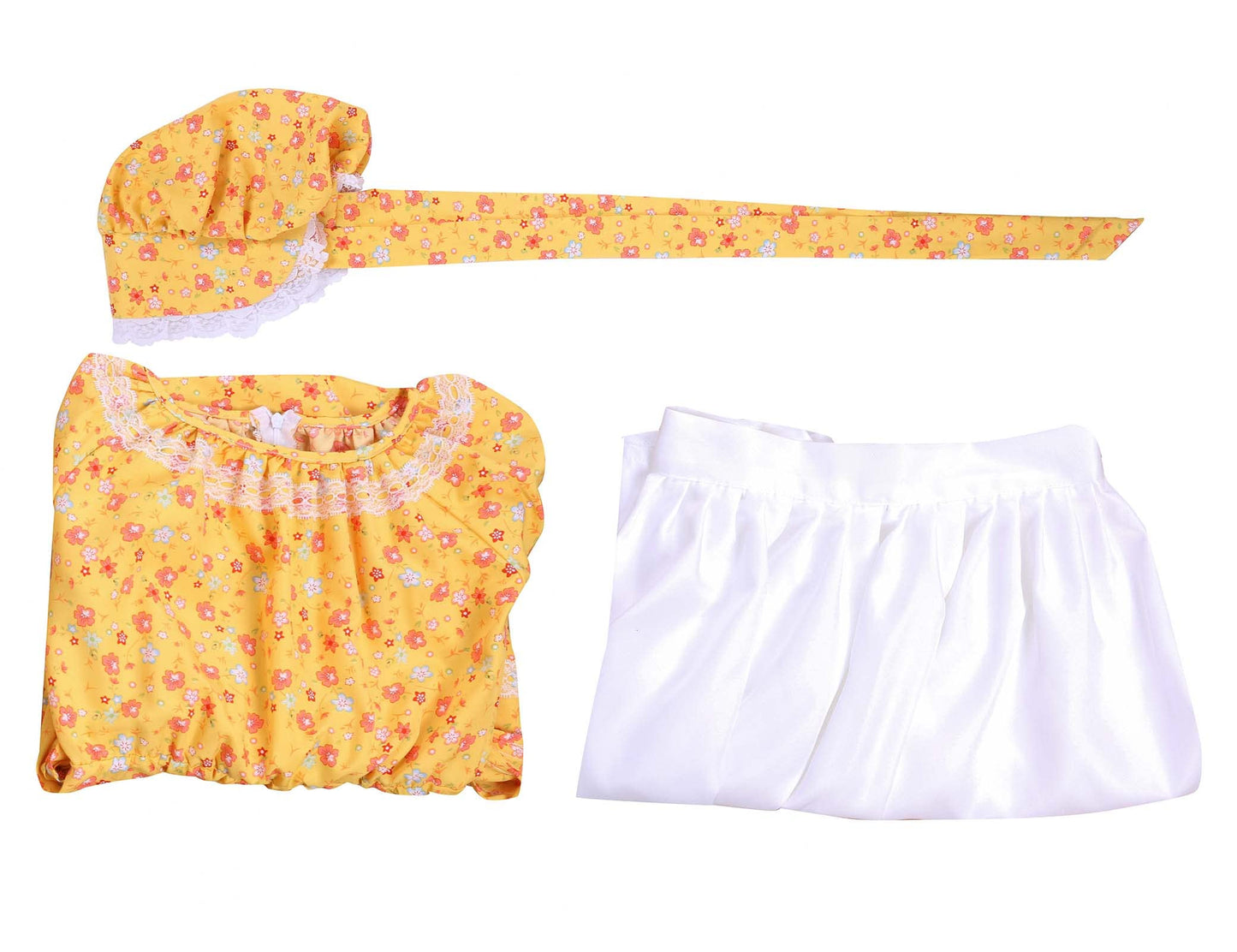 Vibsion Girls Pioneer Prairie Costume Pilgrim Dress Kids Floral Colonial Village Girl Costumes Bonnet Apron Set