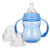 Nuby 3 Stage Tritan Wide Neck Grow With Me No-Spill Bottle To Cup, Blue, 8 Oz