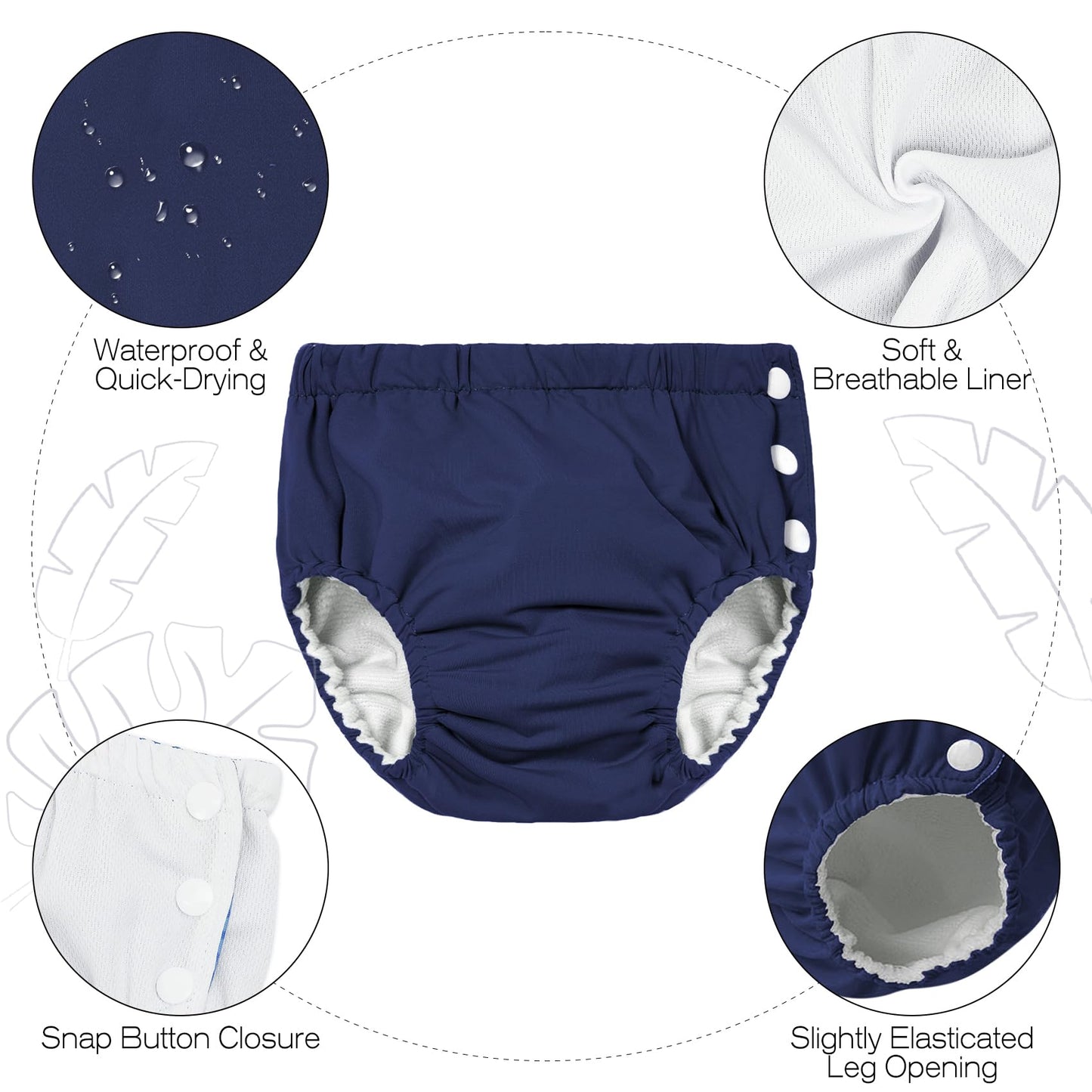 Durio Swim Diaper Washable Swimming Diapers Unisex Toddler Newborn Swim Diaper Reusable Girls Boy B Blue Seaworld 12-18 Months