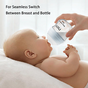 Yanyoyo Natural Glass Baby Bottle Wide Neck, Newborn Anti-Colic Baby Bottle, Clear, 3Oz(Pack Of 4), Includes 4Pcs Slow Flow Nipp