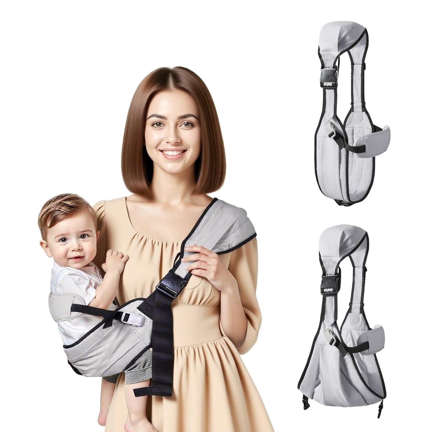 Baby Sling Carrier,Toddler Carrier, 2025 New Baby Sling with Waist Harness,Portable and Lightweight Sling,Non-Slip Hip Seat Carr
