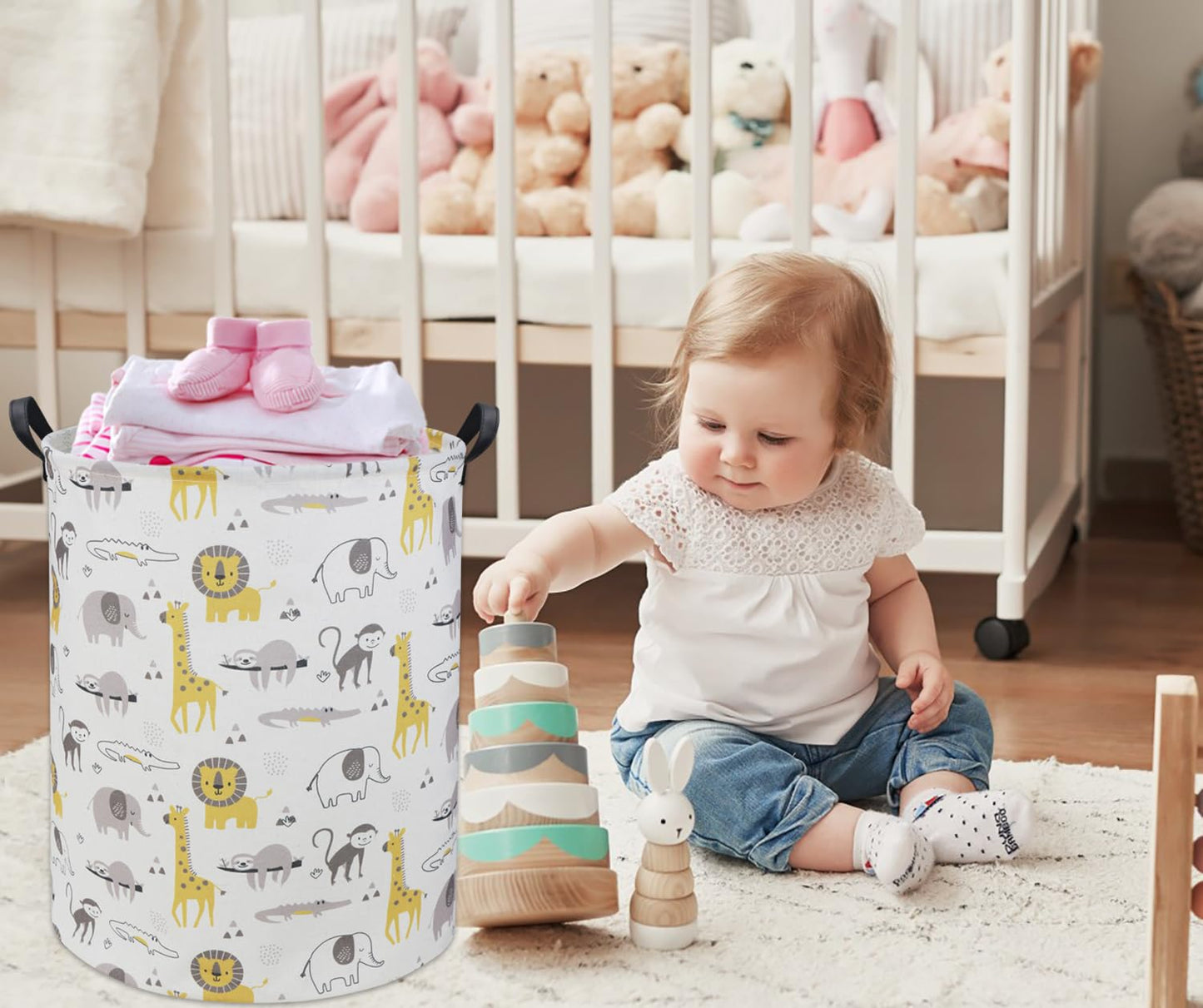 Tibaolover Animal Baby Laundry Basket Baby Hamper Kids Hamper Basket Toy Storage Bin For Boys Room Decor Baby Nursery Hamper Gif