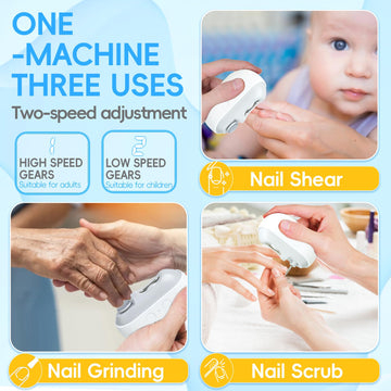 Electric Nail Clipper With Led Light & 2 Speeds, 3 In 1 Design, Electric Nail Trimmer With Nail Clip Storage, Usb Rechargeable A