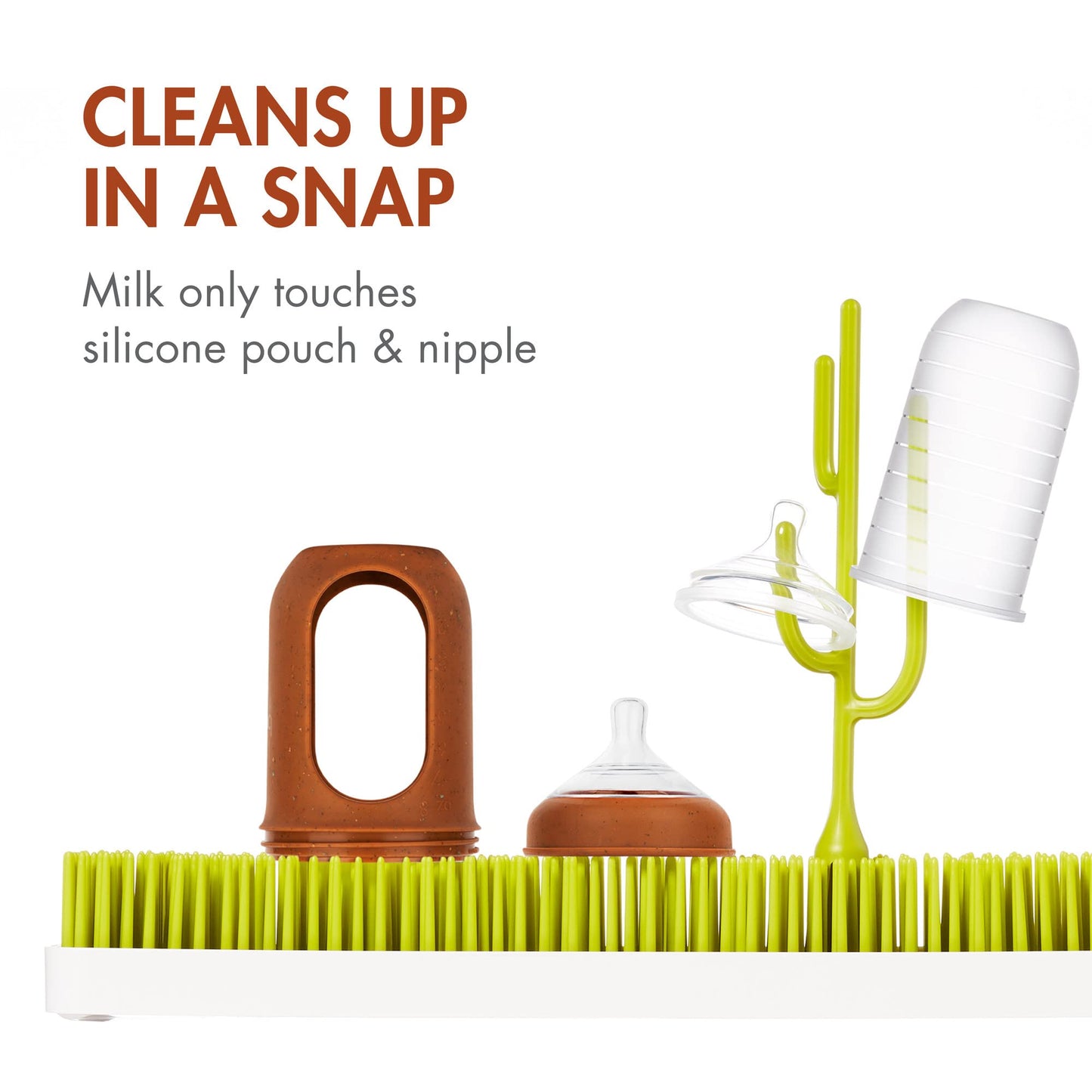 Boon Nursh Reusable Silicone Baby Bottles With Collapsible Silicone Pouch Design - Everyday Baby Essentials - 3 Count - Stage 2