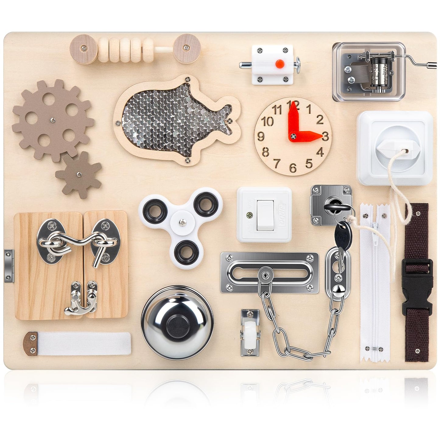 Montessori Busy Board for Toddlers 1 2 3 4 Year Old, Wooden Sensory Toys, Preschool Learning Activities for Fine Motor Skills Tr