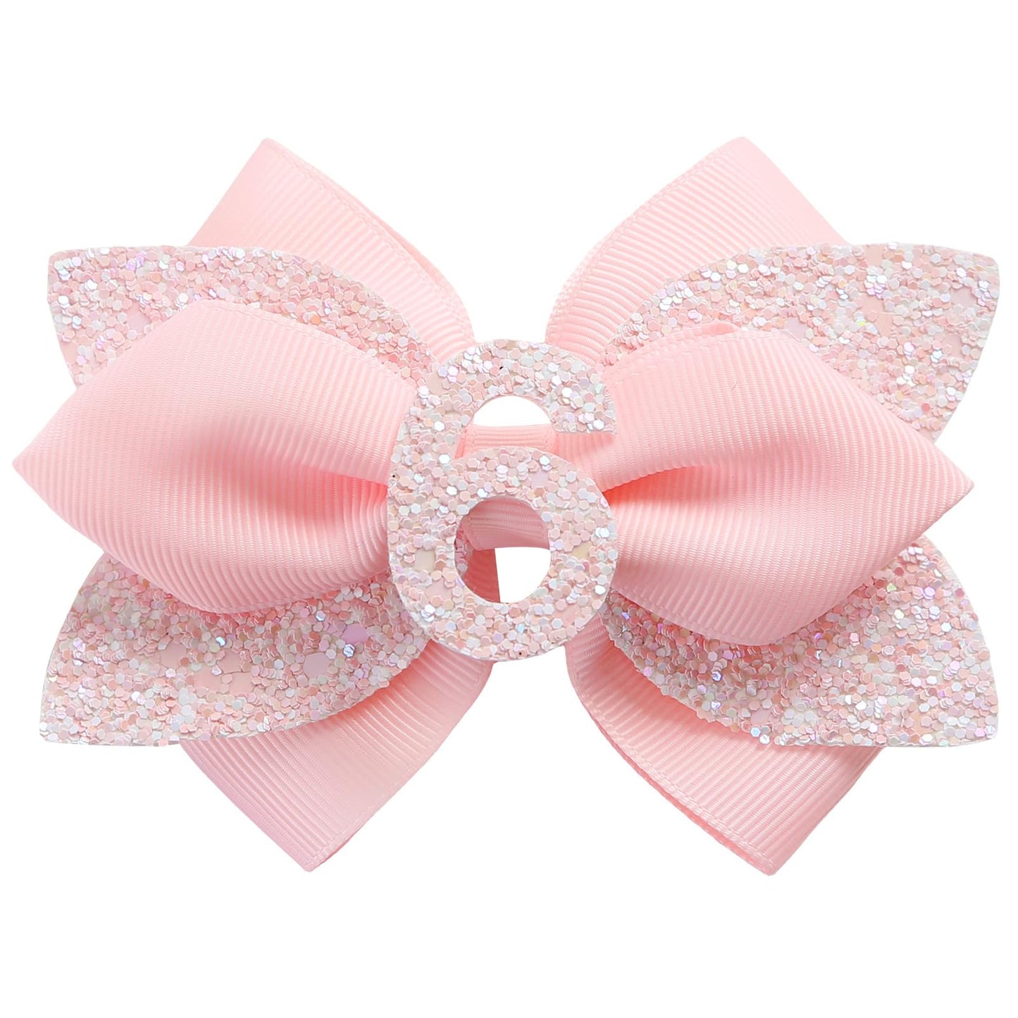 Pink Birthday Hair Bow for Baby Girls 1 2 3 4 5 6 Years Glitter Party Decoration Hair Accessories for Six 6th Birthday
