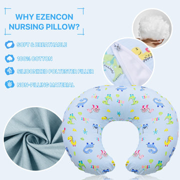 Witeasy Nursing Pillow,Bottle And Breast Feeding Pillows For Baby Boy And Girls,Donut Tummy Time Pillow With Removable Cotton Bl