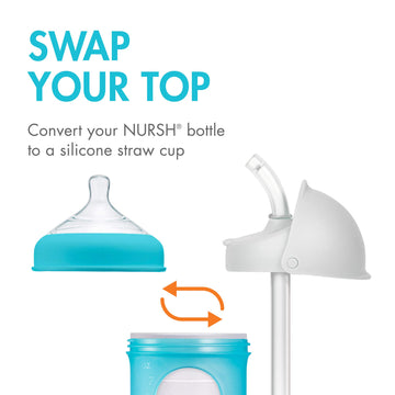 Boon Nursh Silicone Straw Sippy Cup Lid - Conversion Straw Top For Boon Nursh Bottles - Sippy Cup Lid - Toddler Straw Cup Top -