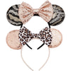 Rcjera Mouse Ears Glitter Headbands For Kids, Girls, Women - 2 Pcs Bow Headbands For Cosplay, Birthday, Christmas Parties