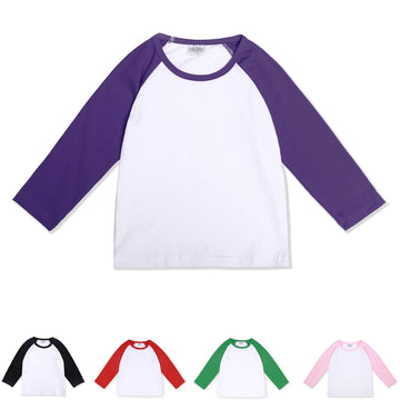 Toddler Baby Girls Boys Long Sleeve Shirts Raglan Shirt Baseball Tee Cotton T-Shirt (Purple, 3 Years)