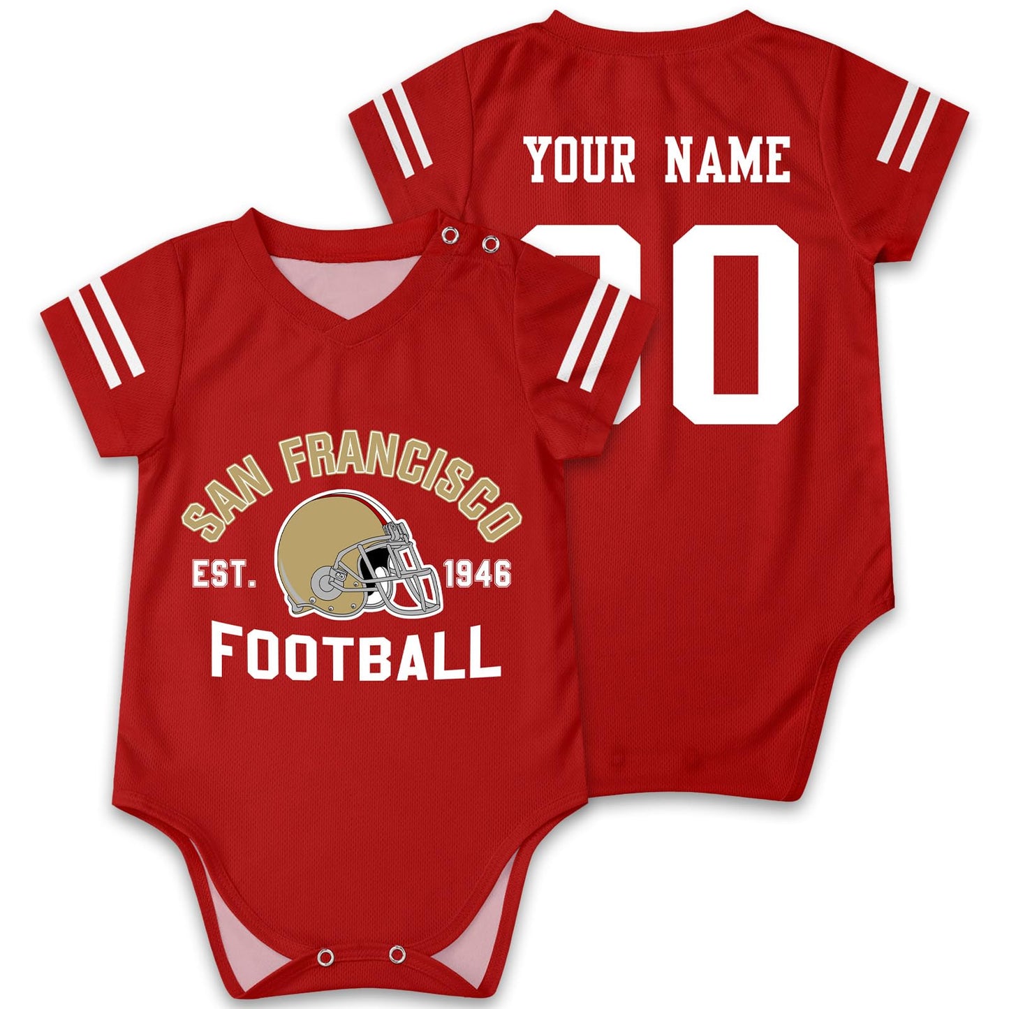 OAOANS San Francisco Baby Clothes Custom Name Number Personalized Football Baby Jersey Clothing Newborn Toddler Apparel 0-24 Mon
