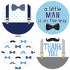 Little Man Baby Shower Thank You Stickers - 1.75 In - 40 Labels