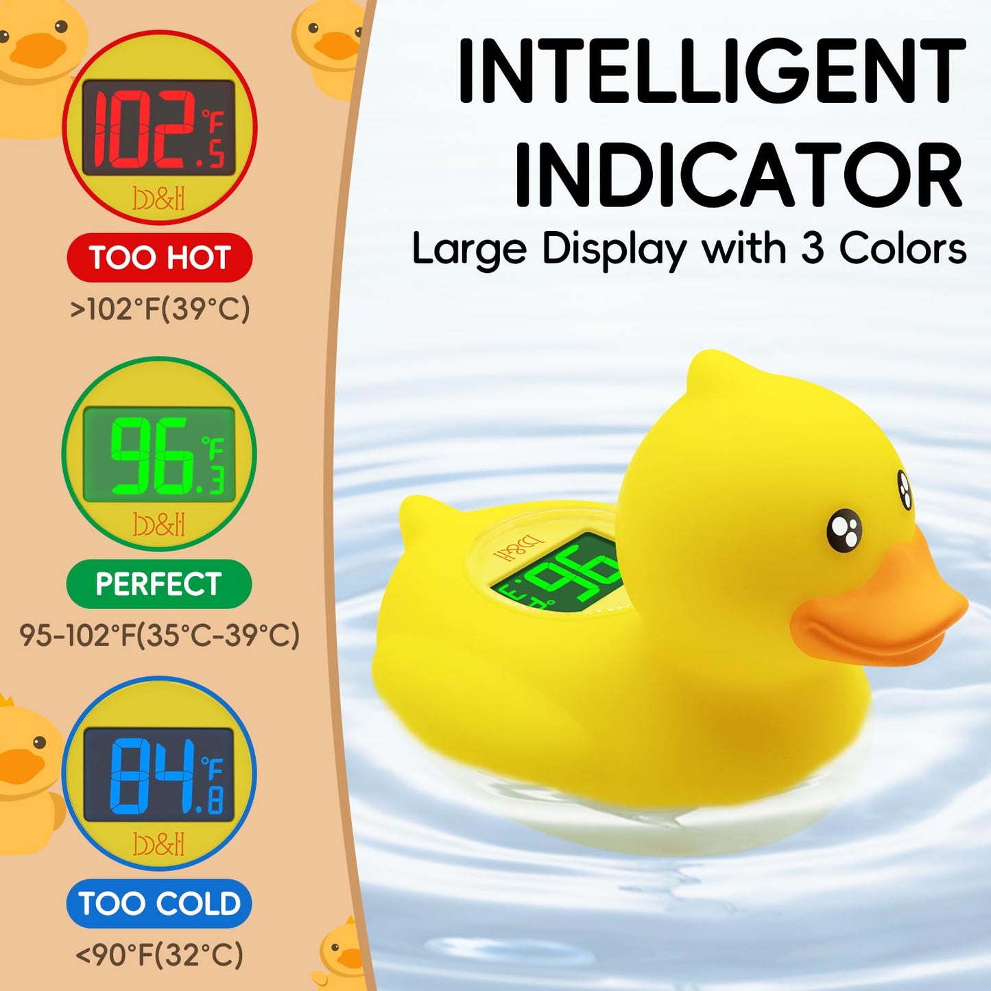 B&H Rechargeable Baby Bath Thermometer, Digital Floating Shower Thermometer For Newborn Bathtub And Room, Upgraded Turn Off Func