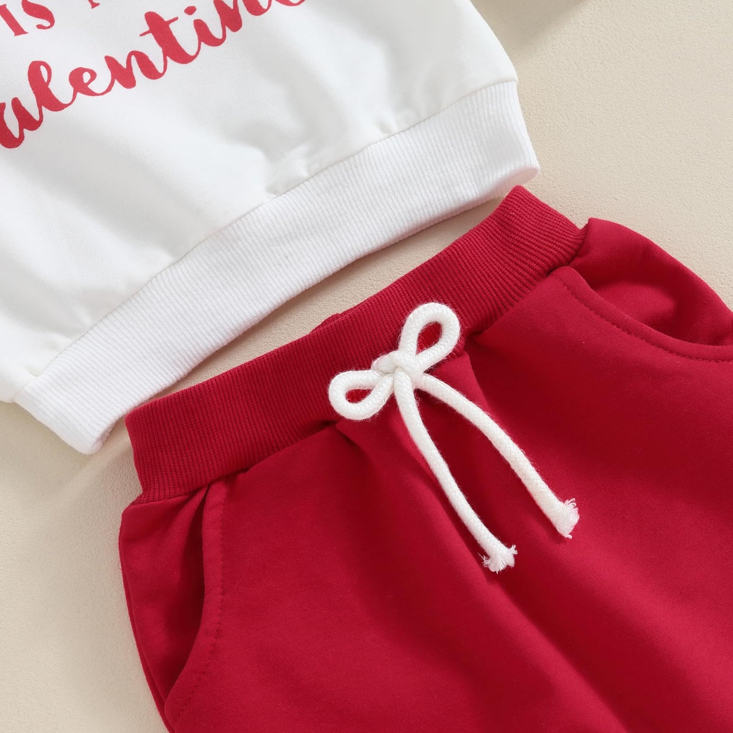 Valentine'S Day Infant Baby Girl Boy Outfit Clothes Letter Sweatshirt Top Elastic Waist Pants Set Fall Spring (White, 6-9 Months