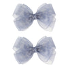 5.5-Inch Organza Double Hair Bows Alligator Clips Hair Accessories For Girls Toddler Kids Children Teens - Gray