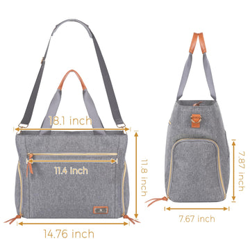 Homlynn Baby Diaper Tote Bag With Cooler Pocket, Fit Most Breast Pumps, Moistureproof Tote Bag Have Dry Wet Separation Pockets C