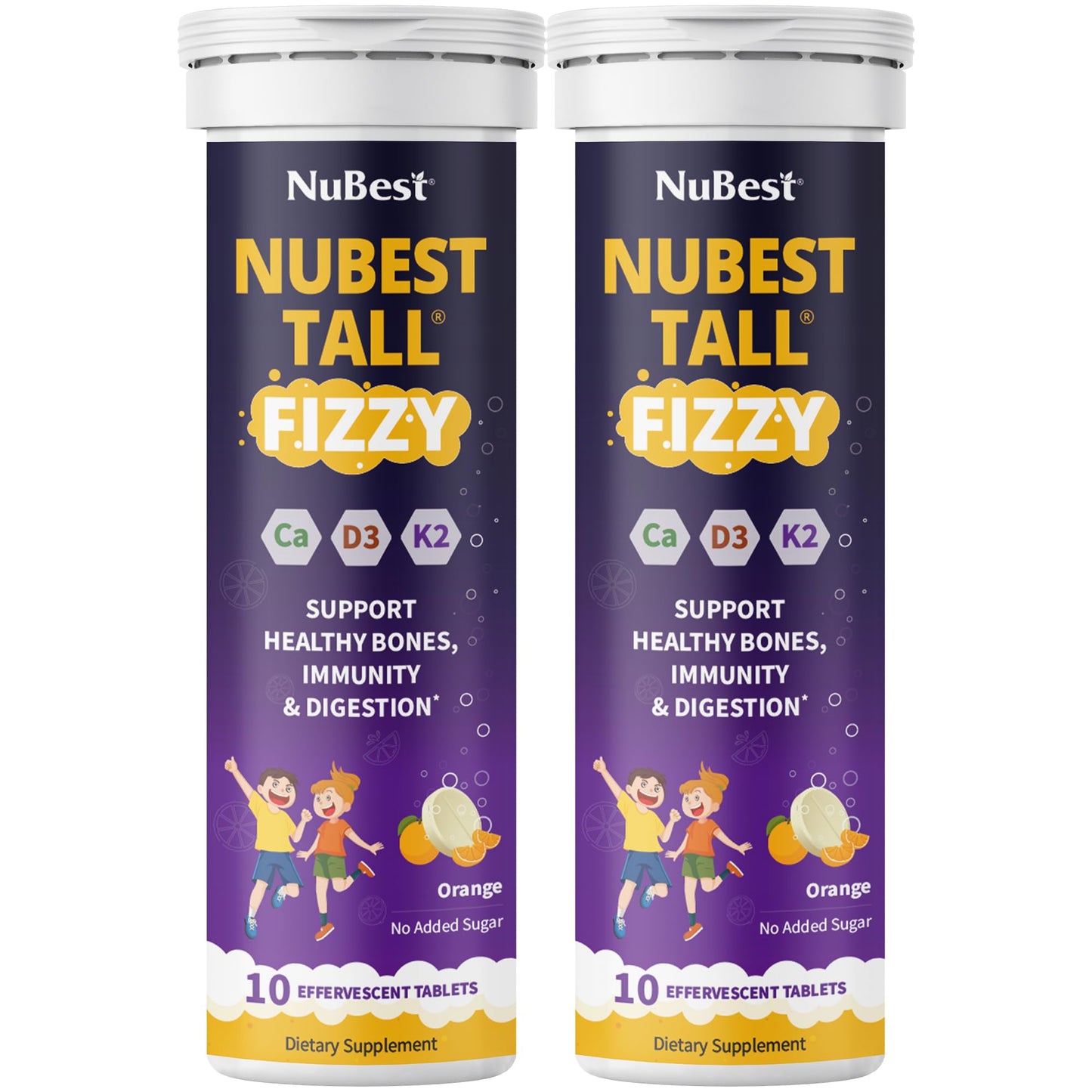 NuBest Tall Fizzy - Bone Strength, Immunity, Digestive Health for Kids & Teens | Probiotic, Calcium, Magnesium from Red Marine A