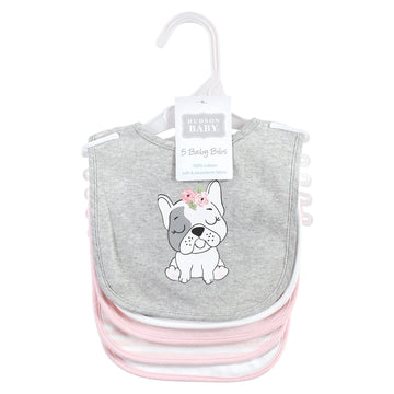 Hudson Baby Unisex Baby Cotton Bibs, Girl Whimsical Dog, One Size