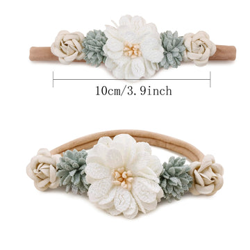 Bfnaagirl Baby Girl Floral Headband Nylon Flower Crown Elastic Hairband 3Pcs Hair Accessories Gift For Girls (9571)