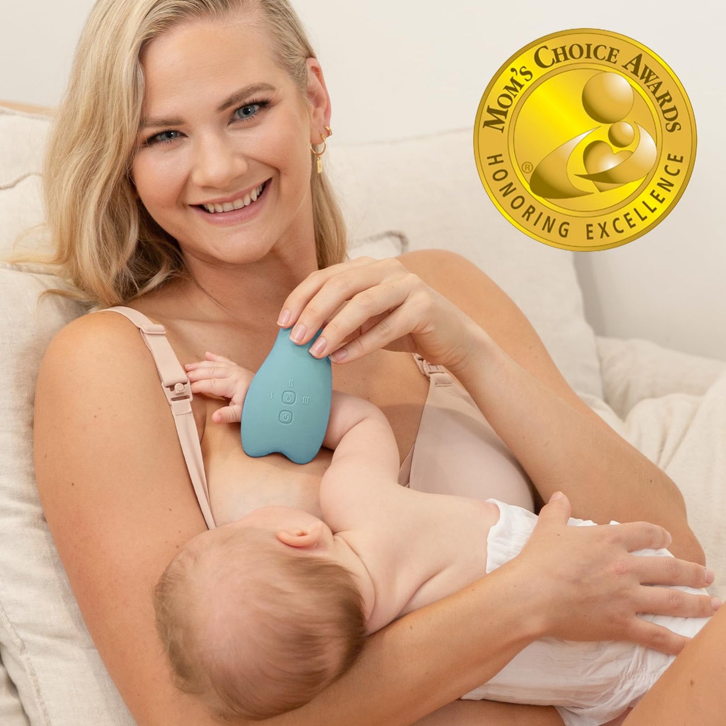 Momcozy Warming Lactation Massager 2-In-1, Soft Breast Massager For Breastfeeding, Heat + Vibration Adjustable For Clogged Ducts