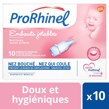 Prorhinel Disposable Manual Baby Fly Tips X 10 Soft Tips For Stuffy Nose And Nasal Discharge, Soft Hygienic, Made In France