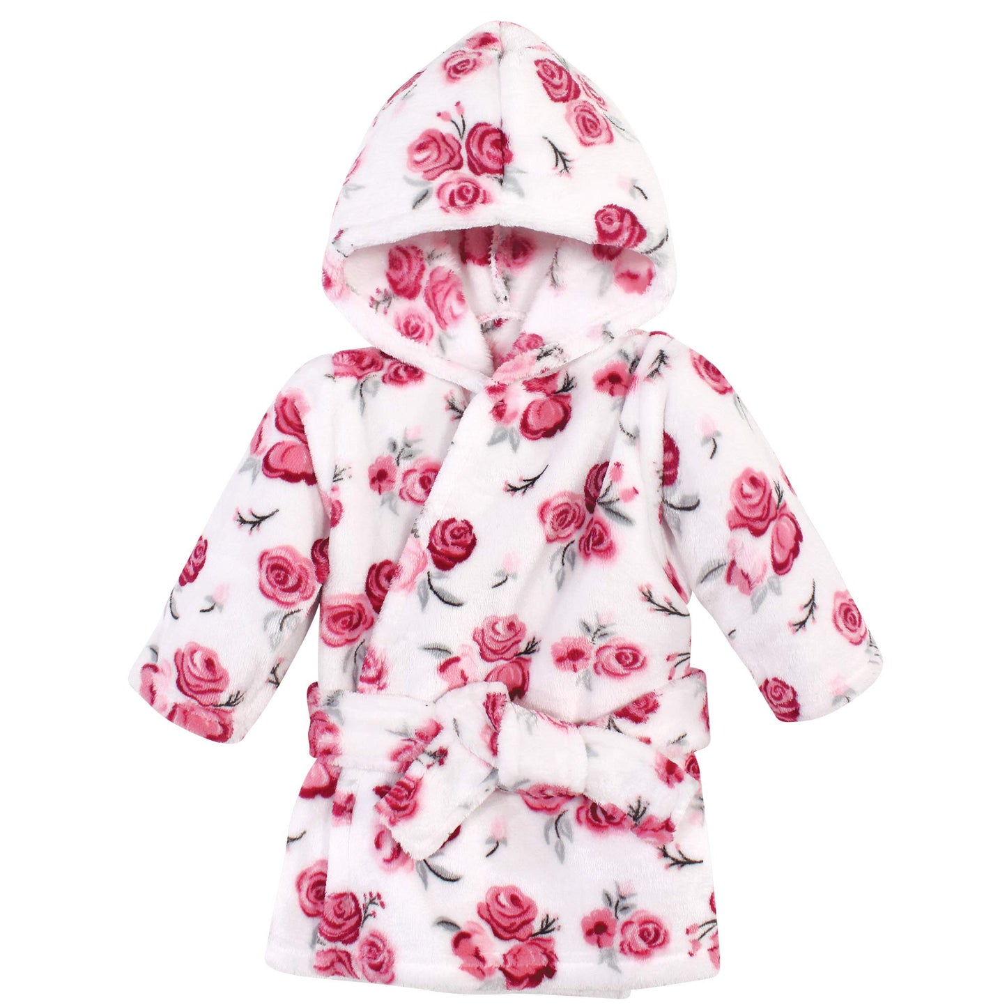 Hudson Baby Unisex Baby Plush Animal Face Bathrobe, Rose, 0-9 Months