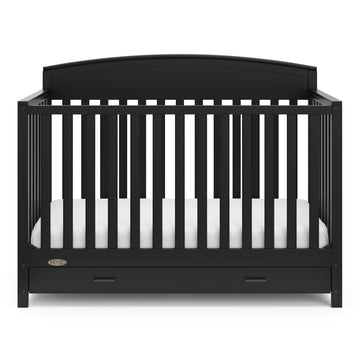Graco Benton 5-In-1 Convertible Crib With Drawer (Black) - Converts From Baby Crib To Toddler Bed, Daybed And Full-Size Bed, Fit