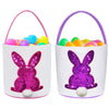 Poptrend Easter Basket Bags,Easter Eggs/Gift Baskets For Kids,Bunny Tote Bag Bucket For Easter Eggs,Toys,Candy,Gifts (2 Pack Pur