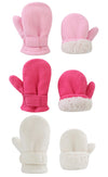Baby Toddler Mittens Boys Girls Winter Outdoor Gloves Kids Easy-On Fleece Warm Mitterns Pink Rose White 3 Pairs M(1-2 Years)