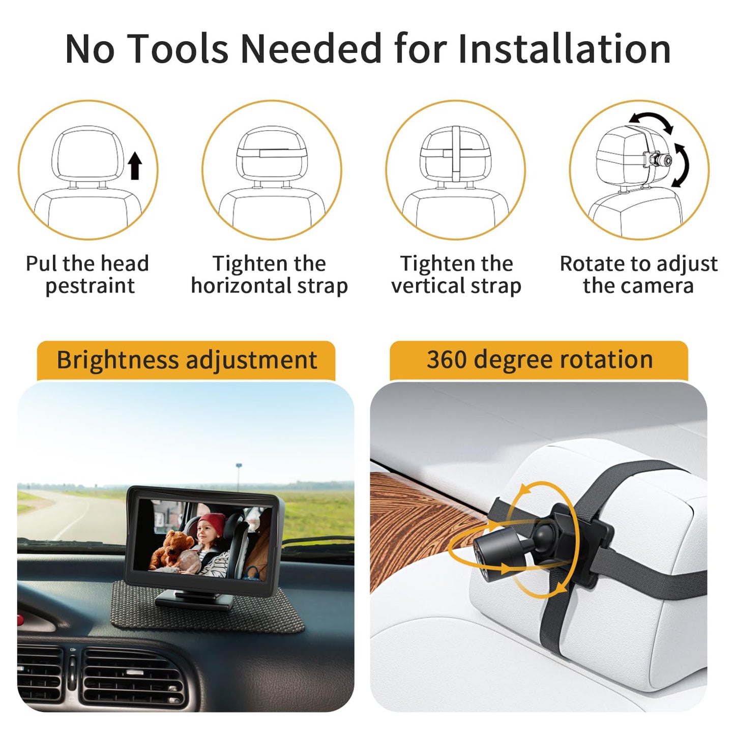 Itomoro Baby Car Mirror, View Infant In Rear Facing Seat With Wide Crystal Clear View,Camera Aimed At Baby-Easily To Observe The