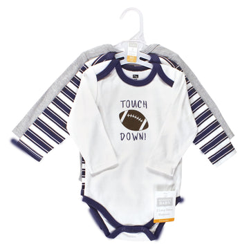 Hudson Baby Unisex Baby Cotton Long-Sleeve Bodysuits, Football Buddy, 0-3 Months
