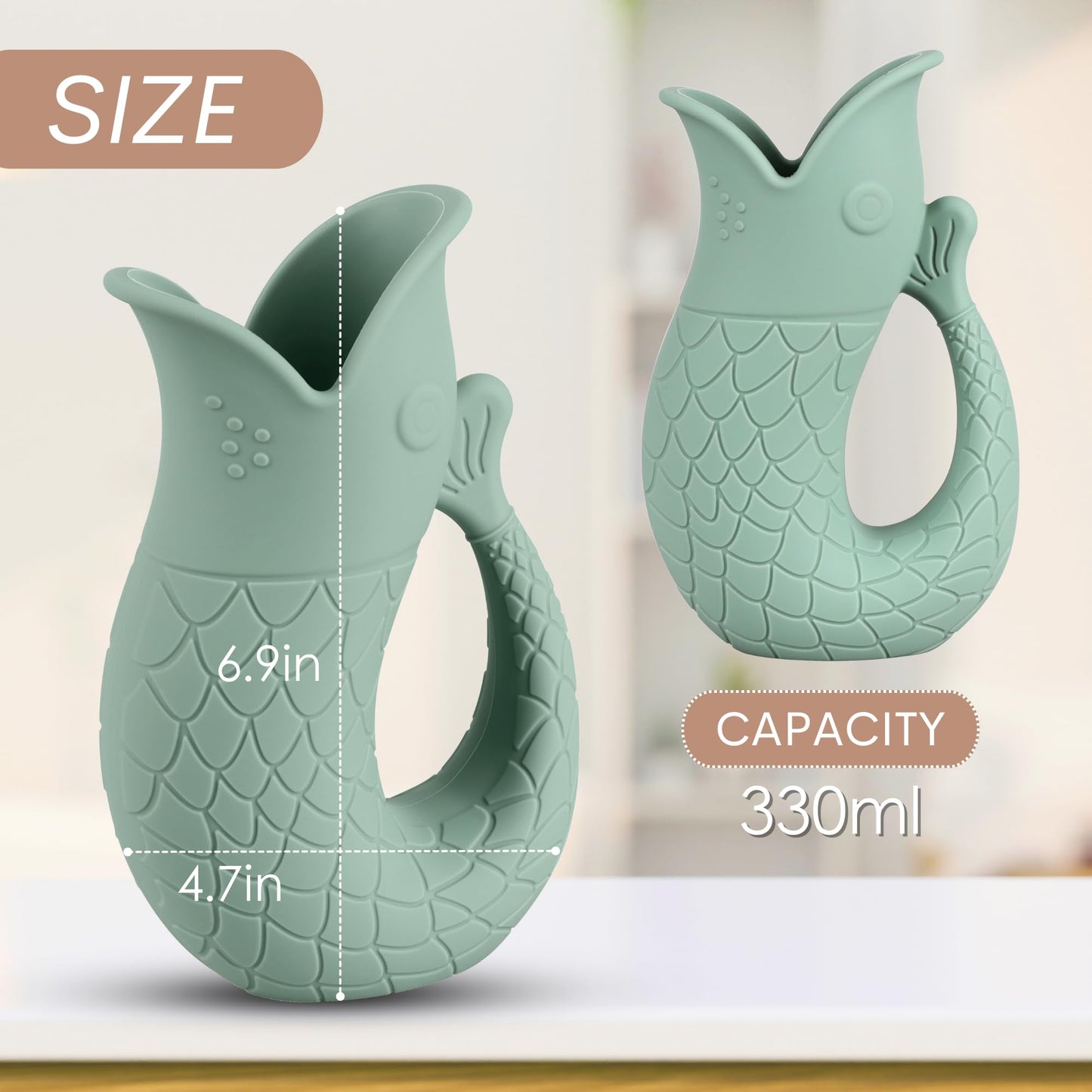 Baby Bath Rinse Cup, Silicone Shampoo Washing Rinse Cup For Kids, Bath Rinse Cup With Handle (Sand)