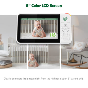 Leapfrog Lf2415 Baby Monitor, 5 Ips Lcd Screen, 1000Ft Range, Night Vision, Soothing Lullabies, Nightlight, 2-Way Audio, Temp