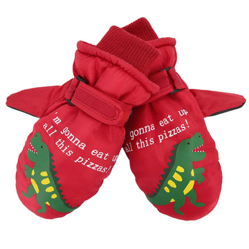 Toddler Mittens Winter Snow Glove Waterproof Mitten Warm Fleece Kid Ski Gloves For Boys Girls Red Dinosaur M