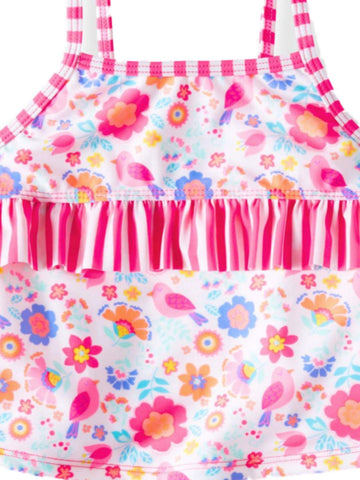 Toddler Girls Pink Sizzle Floral 2 Piece Tankini Swimsuit - 2T