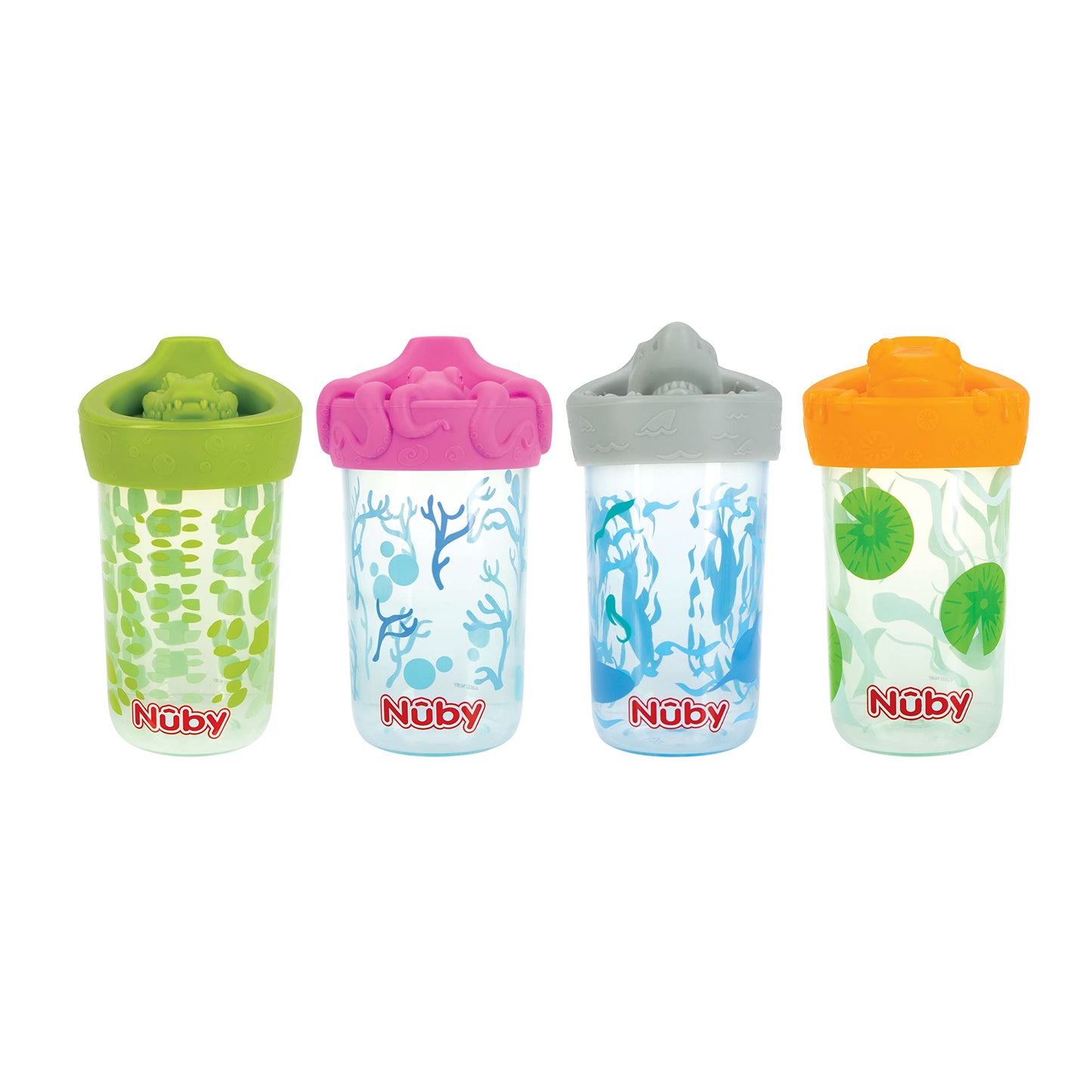 Nuby No Spill 3D Character Sippy Cup With Soft Touch Flo Silicone Top, 12 Ounce, Shark