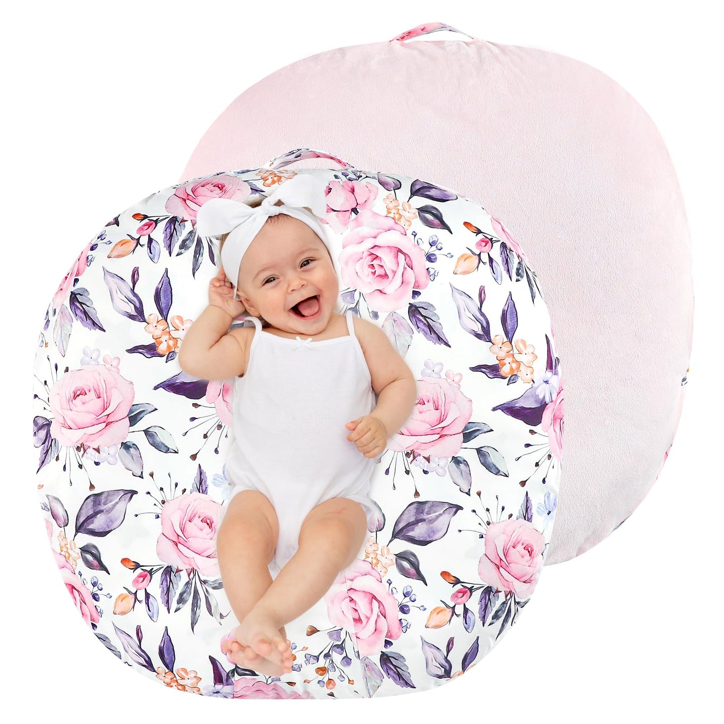 Newborn Lounger Cover for Boys Girls, Soft Comfortable Baby Lounger Cover 1 Pack Reversible Removable Fleece Slipover for Infant