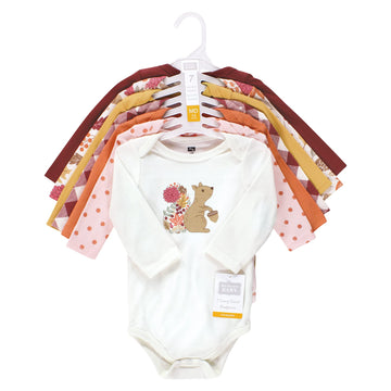 Hudson Baby Unisex Baby Cotton Long-Sleeve Bodysuits, Fall Squirrel 7-Pack, 18-24 Months
