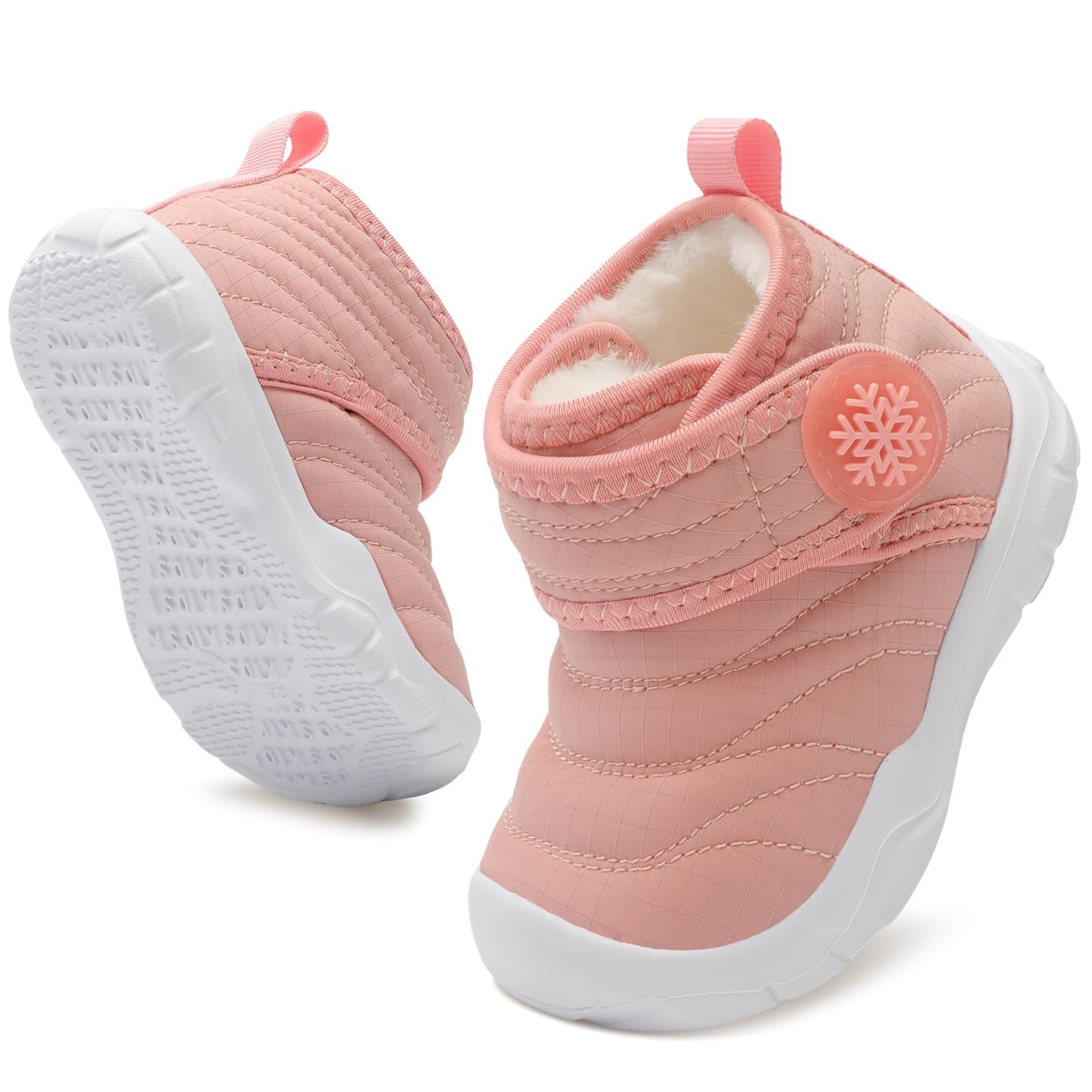 BARERUN Baby Boys Girls Winter Warm Shoes Cozy Fleece Snow Boots Toddler Non-Slip Walking Shoes Infant Outdoor Water Resistance
