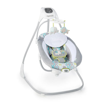 Ingenuity 2-In-1 Simplecomfort Lightweight Compact 6-Speed Multi-Direction Baby Swing & Rocker, Vibrations & Nature Sounds, 0-9