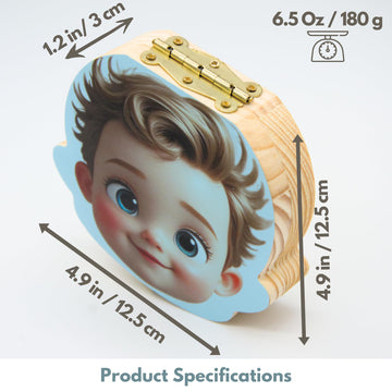 Chwf Haolimai Baby Tooth Fairy Keepsake Box - Personalized Wooden First Teeth Holder, Kids Lost Tooth Storage And Saver With Lan