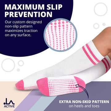 La Active Toddler Knee High Socks - 5 Pairs Of Soft, Non-Slip Long Socks For Boys And Girls - Stripes Multicolor - 7-9 Years