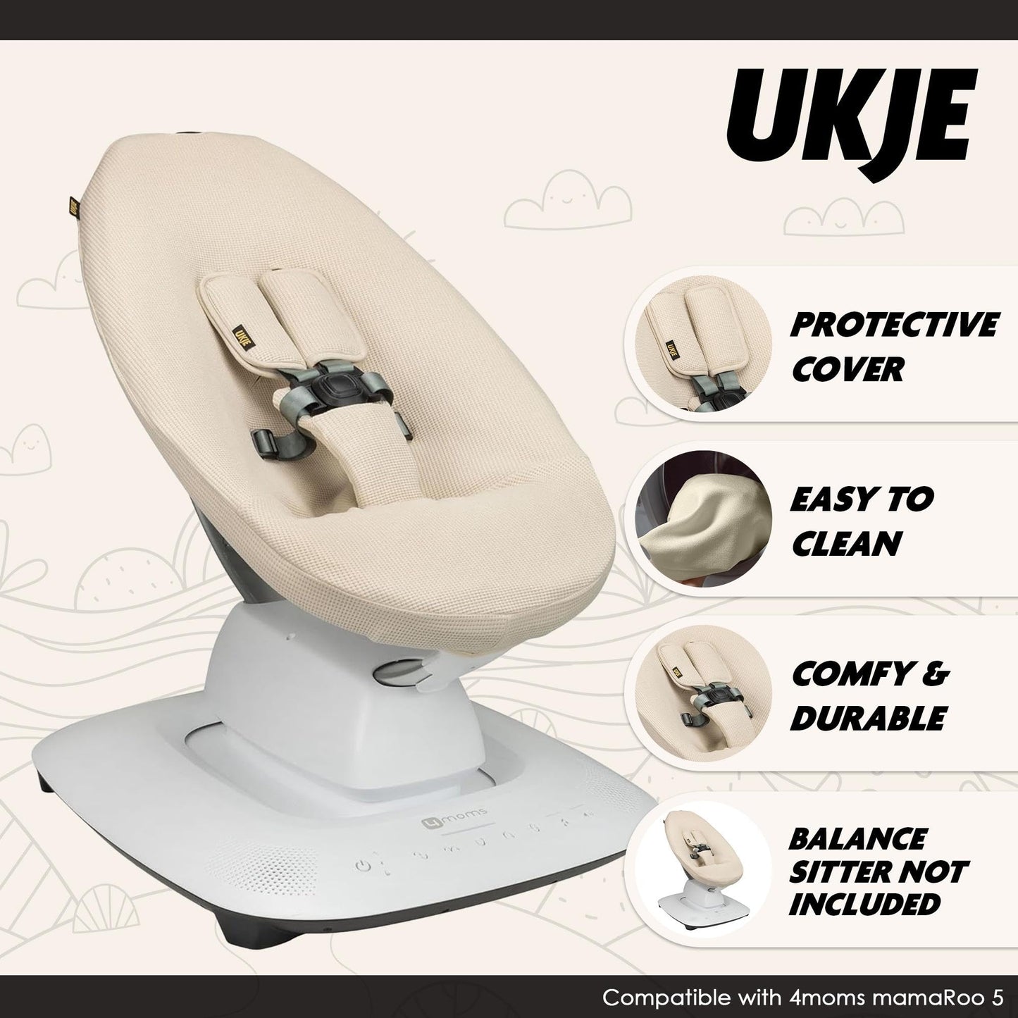 Ukje Protective Swing Cover Compatible With 4Moms Rockaroo Or Mamaroo 5, Multi-Motion Baby Swing, Baby Swing Liners, Baby Rocker