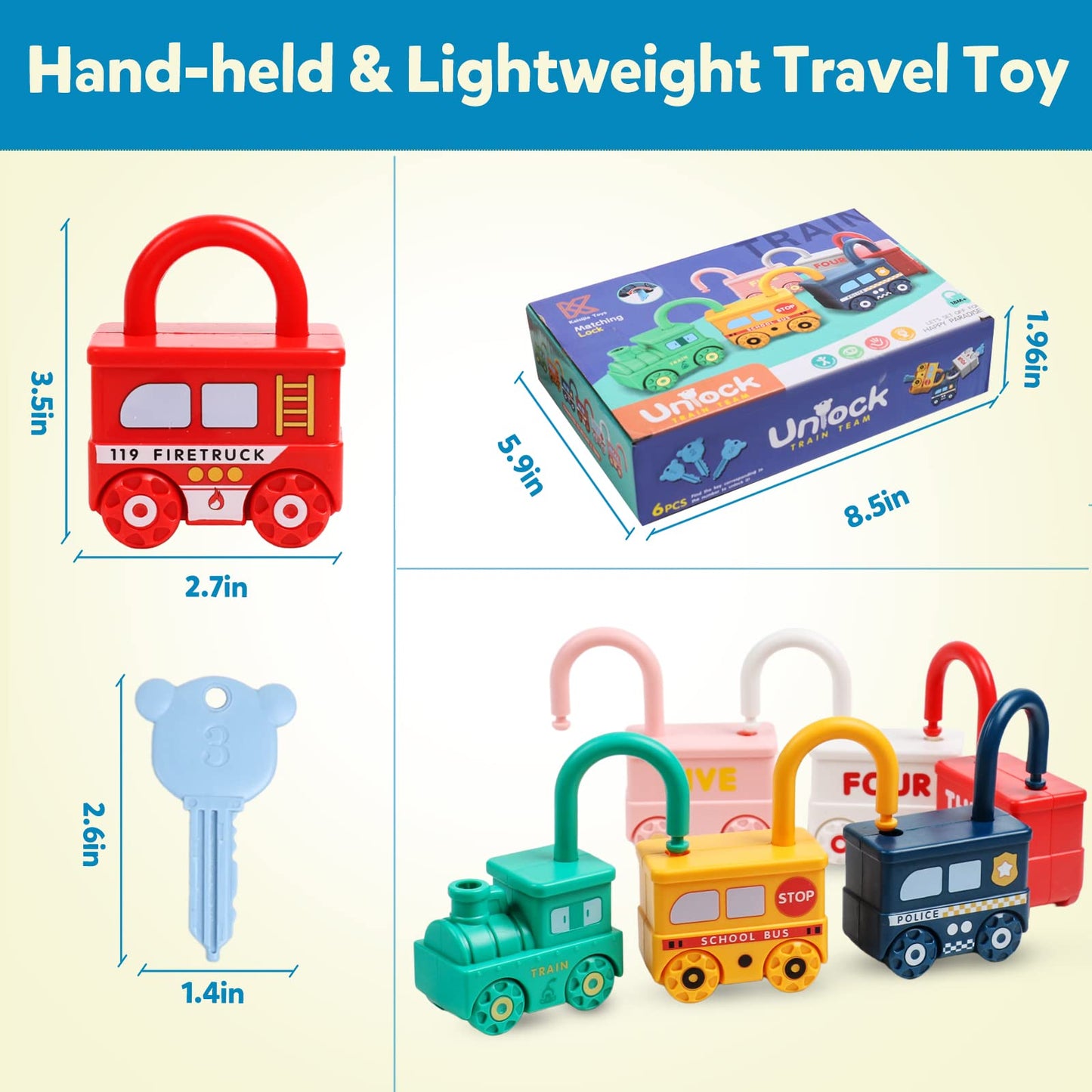 GKDOMS Montessori Learning Toys Sorting & Matching Locks and Keys Toddlers Sensory Car Activity Fine Motor Toy, Thank You Birthd